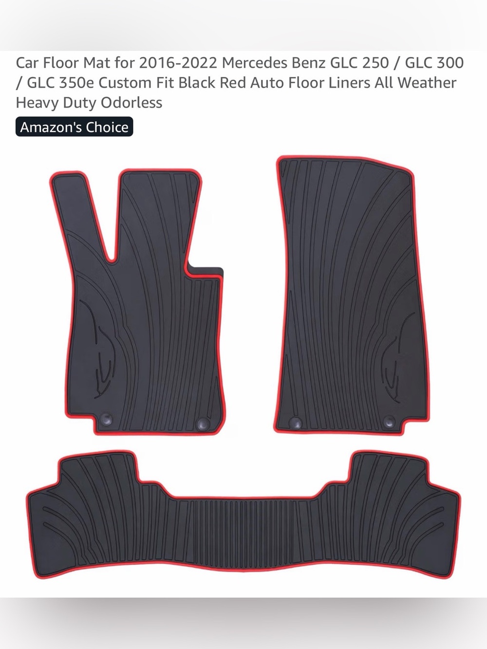 San Auto Custom Fit Floor Liners for Mercedes-Benz GLC Black & Red All-Weather F
